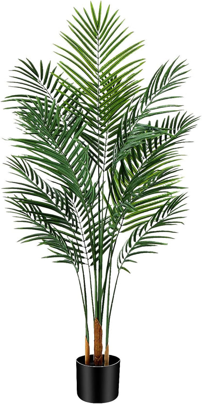 5ft Artificial Palm Tree Indoor, Large Fake Tropical Areca Palm with 13 Trunks, Tall Faux Floor Plants for Indoor Living Rooms Offices Bedroom Home Decor