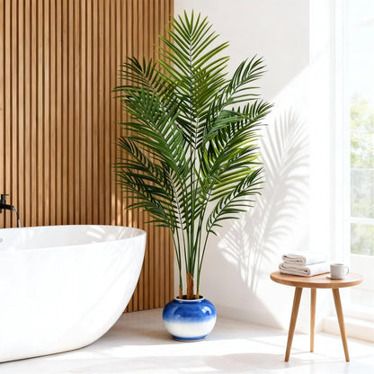 5ft Artificial Palm Tree Indoor, Large Fake Tropical Areca Palm with 13 Trunks, Tall Faux Floor Plants for Indoor Living Rooms Offices Bedroom Home Decor