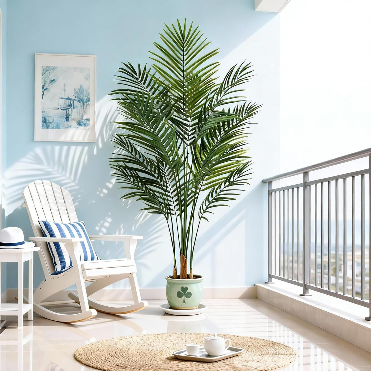5ft Artificial Palm Tree Indoor, Large Fake Tropical Areca Palm with 13 Trunks, Tall Faux Floor Plants for Indoor Living Rooms Offices Bedroom Home Decor