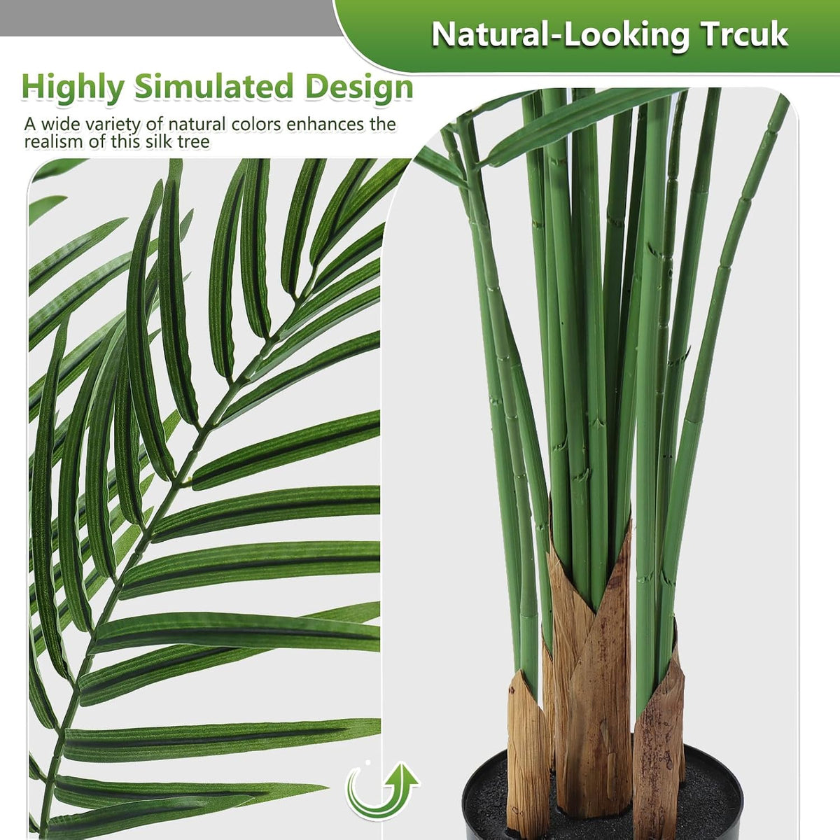5ft Artificial Palm Tree Indoor, Large Fake Tropical Areca Palm with 13 Trunks, Tall Faux Floor Plants for Indoor Living Rooms Offices Bedroom Home Decor