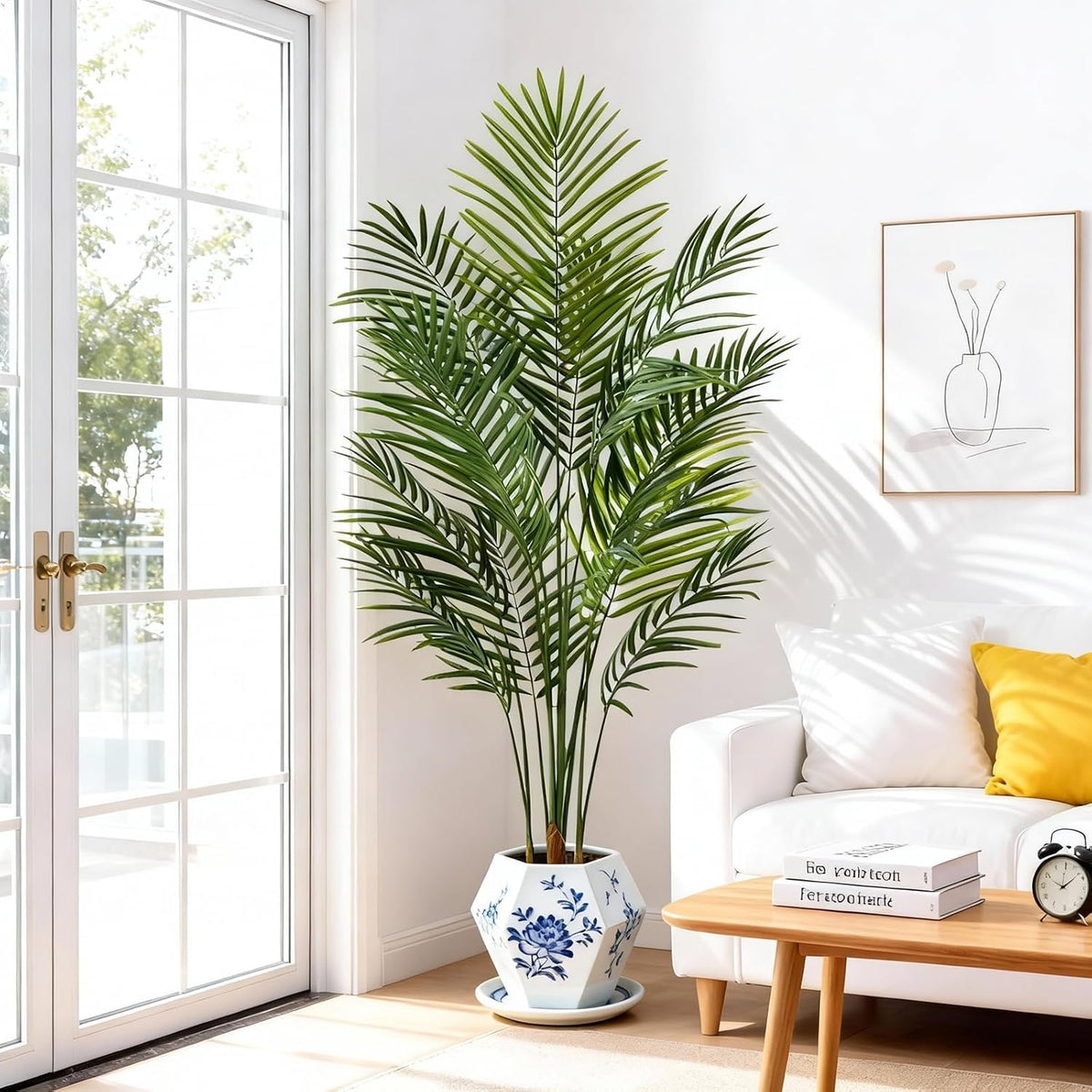 5ft Artificial Palm Tree Indoor, Large Fake Tropical Areca Palm with 13 Trunks, Tall Faux Floor Plants for Indoor Living Rooms Offices Bedroom Home Decor