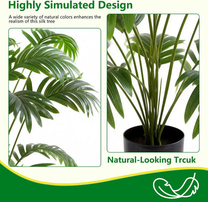 5ft Artificial Palm Tree Indoor, Large Fake Tropical Areca Palm with 13 Trunks, Tall Faux Floor Plants for Indoor Living Rooms Offices Bedroom Home Decor