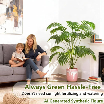 5ft Artificial Palm Tree Indoor, Large Fake Tropical Areca Palm with 13 Trunks, Tall Faux Floor Plants for Indoor Living Rooms Offices Bedroom Home Decor