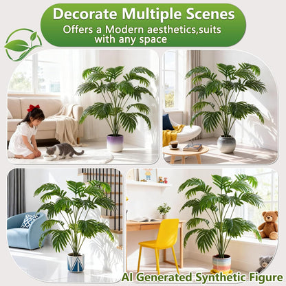 5ft Artificial Palm Tree Indoor, Large Fake Tropical Areca Palm with 13 Trunks, Tall Faux Floor Plants for Indoor Living Rooms Offices Bedroom Home Decor