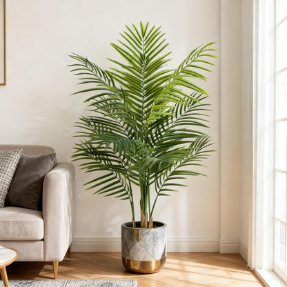 5ft Artificial Palm Tree Indoor, Large Fake Tropical Areca Palm with 13 Trunks, Tall Faux Floor Plants for Indoor Living Rooms Offices Bedroom Home Decor