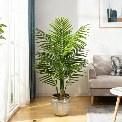 5ft Artificial Palm Tree Indoor, Large Fake Tropical Areca Palm with 13 Trunks, Tall Faux Floor Plants for Indoor Living Rooms Offices Bedroom Home Decor