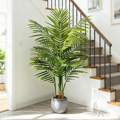 5ft Artificial Palm Tree Indoor, Large Fake Tropical Areca Palm with 13 Trunks, Tall Faux Floor Plants for Indoor Living Rooms Offices Bedroom Home Decor