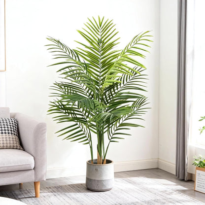 5ft Artificial Palm Tree Indoor, Large Fake Tropical Areca Palm with 13 Trunks, Tall Faux Floor Plants for Indoor Living Rooms Offices Bedroom Home Decor