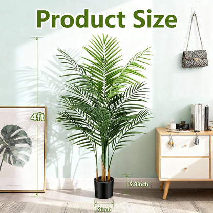 5ft Artificial Palm Tree Indoor, Large Fake Tropical Areca Palm with 13 Trunks, Tall Faux Floor Plants for Indoor Living Rooms Offices Bedroom Home Decor