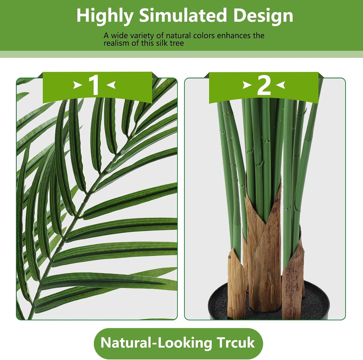 5ft Artificial Palm Tree Indoor, Large Fake Tropical Areca Palm with 13 Trunks, Tall Faux Floor Plants for Indoor Living Rooms Offices Bedroom Home Decor