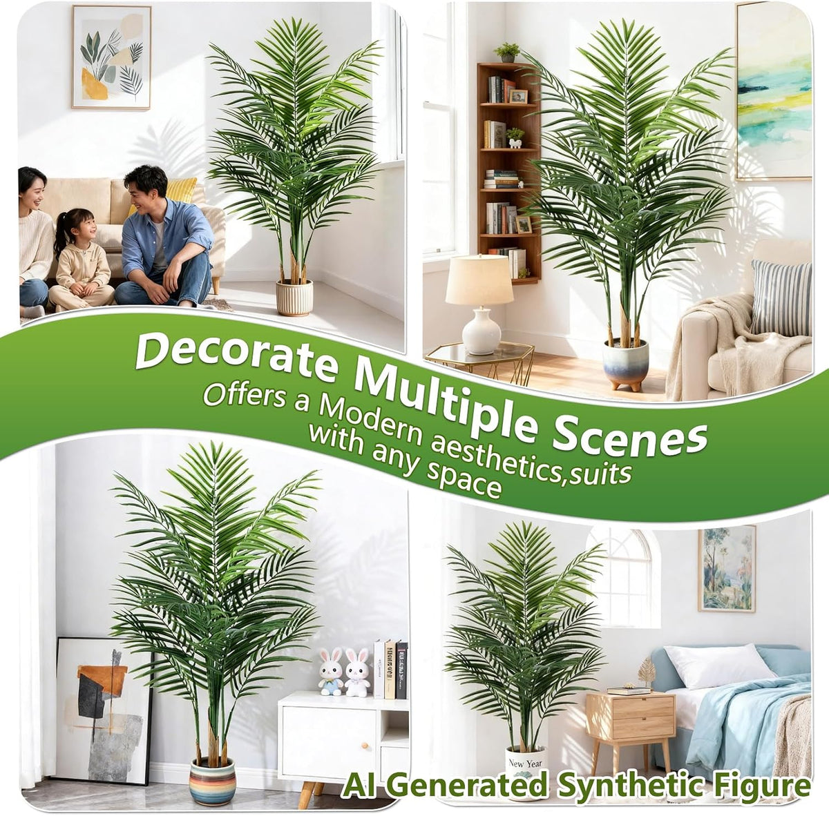5ft Artificial Palm Tree Indoor, Large Fake Tropical Areca Palm with 13 Trunks, Tall Faux Floor Plants for Indoor Living Rooms Offices Bedroom Home Decor
