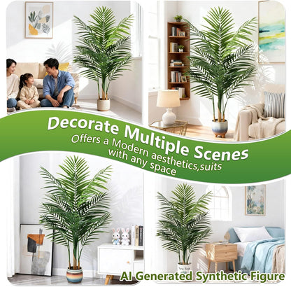 5ft Artificial Palm Tree Indoor, Large Fake Tropical Areca Palm with 13 Trunks, Tall Faux Floor Plants for Indoor Living Rooms Offices Bedroom Home Decor
