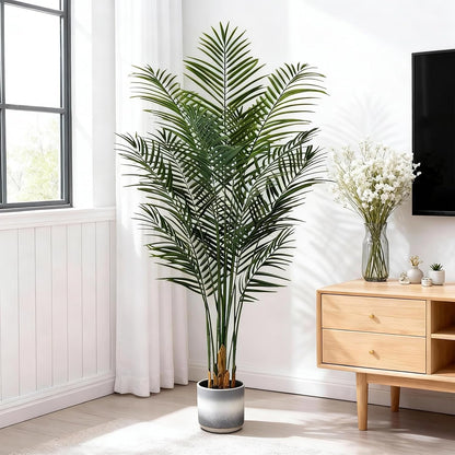 5ft Artificial Palm Tree Indoor, Large Fake Tropical Areca Palm with 13 Trunks, Tall Faux Floor Plants for Indoor Living Rooms Offices Bedroom Home Decor