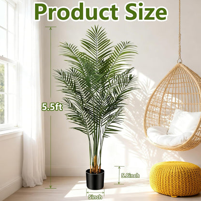 5ft Artificial Palm Tree Indoor, Large Fake Tropical Areca Palm with 13 Trunks, Tall Faux Floor Plants for Indoor Living Rooms Offices Bedroom Home Decor