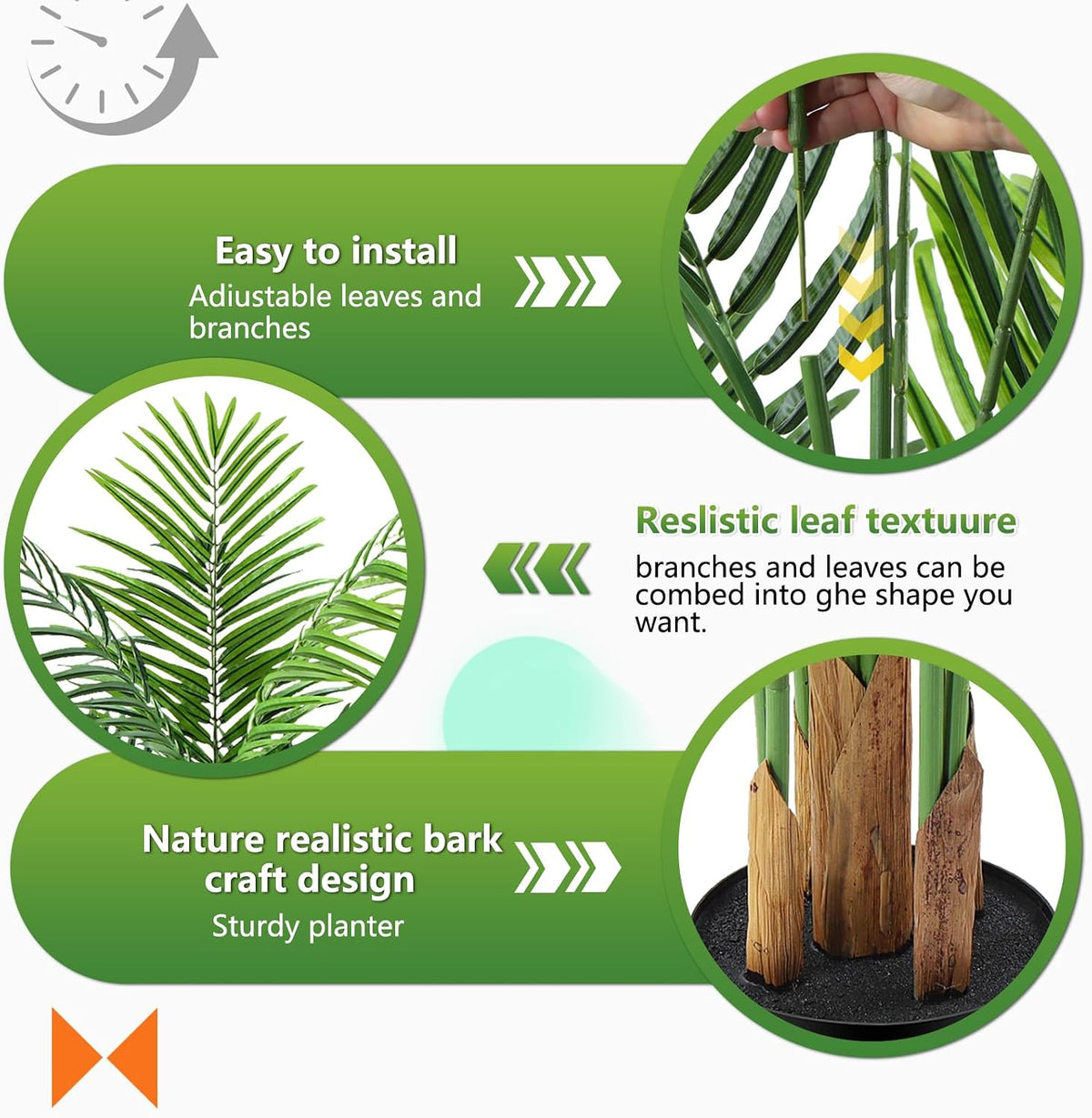 5ft Artificial Palm Tree Indoor, Large Fake Tropical Areca Palm with 13 Trunks, Tall Faux Floor Plants for Indoor Living Rooms Offices Bedroom Home Decor