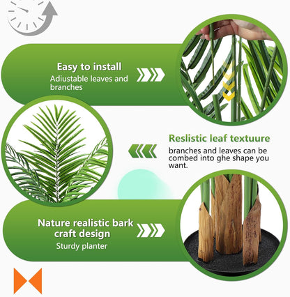 5ft Artificial Palm Tree Indoor, Large Fake Tropical Areca Palm with 13 Trunks, Tall Faux Floor Plants for Indoor Living Rooms Offices Bedroom Home Decor