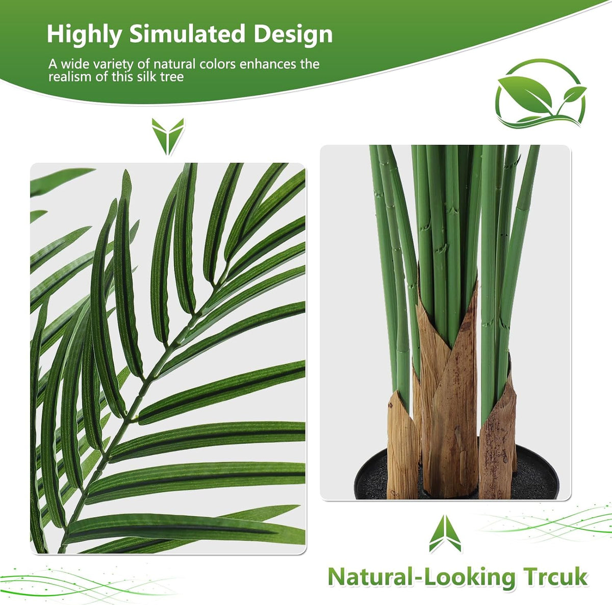 5ft Artificial Palm Tree Indoor, Large Fake Tropical Areca Palm with 13 Trunks, Tall Faux Floor Plants for Indoor Living Rooms Offices Bedroom Home Decor