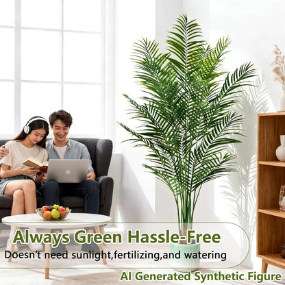 5ft Artificial Palm Tree Indoor, Large Fake Tropical Areca Palm with 13 Trunks, Tall Faux Floor Plants for Indoor Living Rooms Offices Bedroom Home Decor