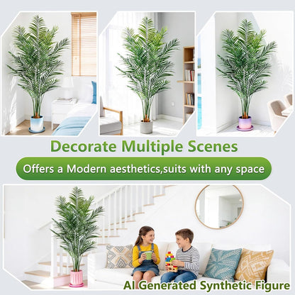 5ft Artificial Palm Tree Indoor, Large Fake Tropical Areca Palm with 13 Trunks, Tall Faux Floor Plants for Indoor Living Rooms Offices Bedroom Home Decor