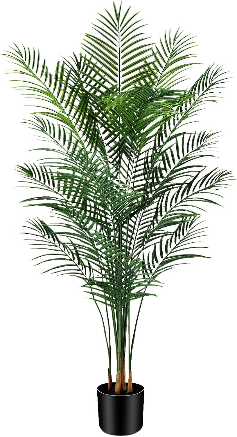 5ft Artificial Palm Tree Indoor, Large Fake Tropical Areca Palm with 13 Trunks, Tall Faux Floor Plants for Indoor Living Rooms Offices Bedroom Home Decor