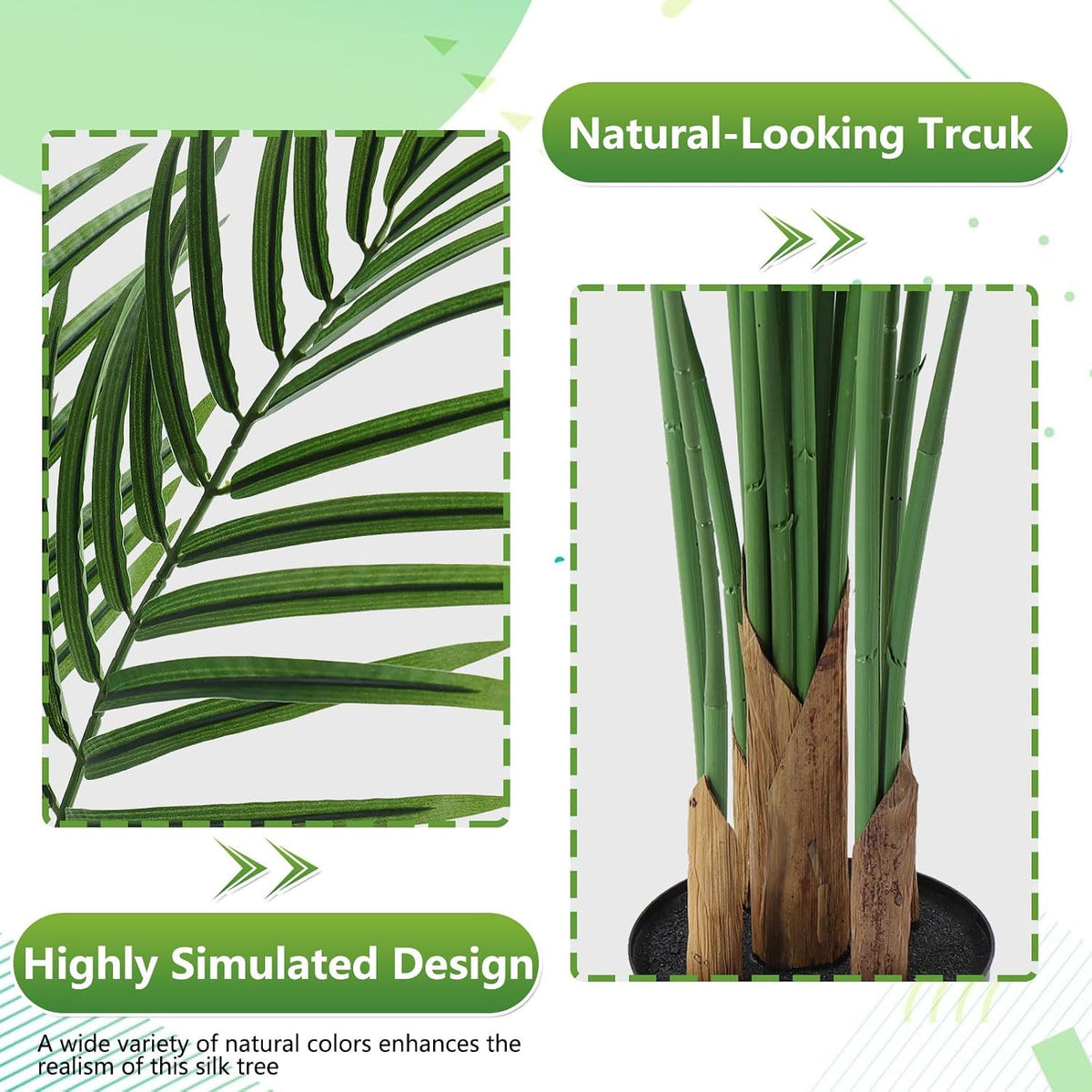 5ft Artificial Palm Tree Indoor, Large Fake Tropical Areca Palm with 13 Trunks, Tall Faux Floor Plants for Indoor Living Rooms Offices Bedroom Home Decor