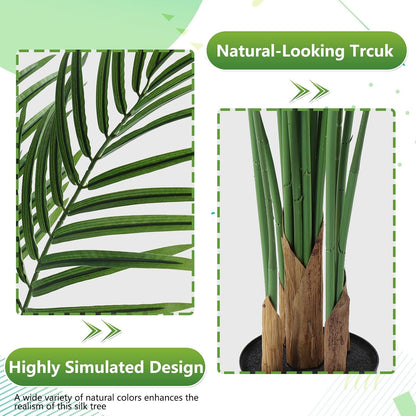 5ft Artificial Palm Tree Indoor, Large Fake Tropical Areca Palm with 13 Trunks, Tall Faux Floor Plants for Indoor Living Rooms Offices Bedroom Home Decor
