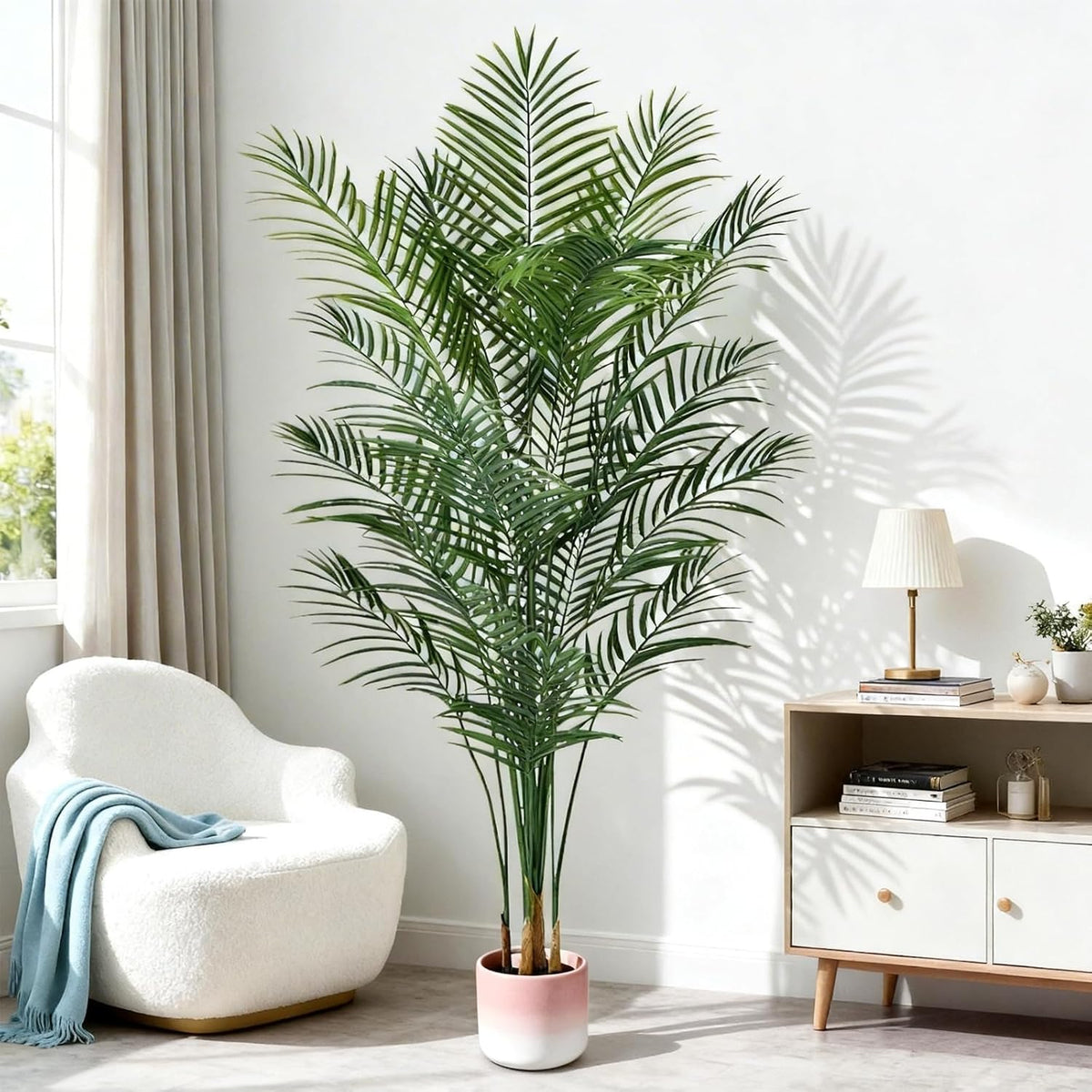 5ft Artificial Palm Tree Indoor, Large Fake Tropical Areca Palm with 13 Trunks, Tall Faux Floor Plants for Indoor Living Rooms Offices Bedroom Home Decor