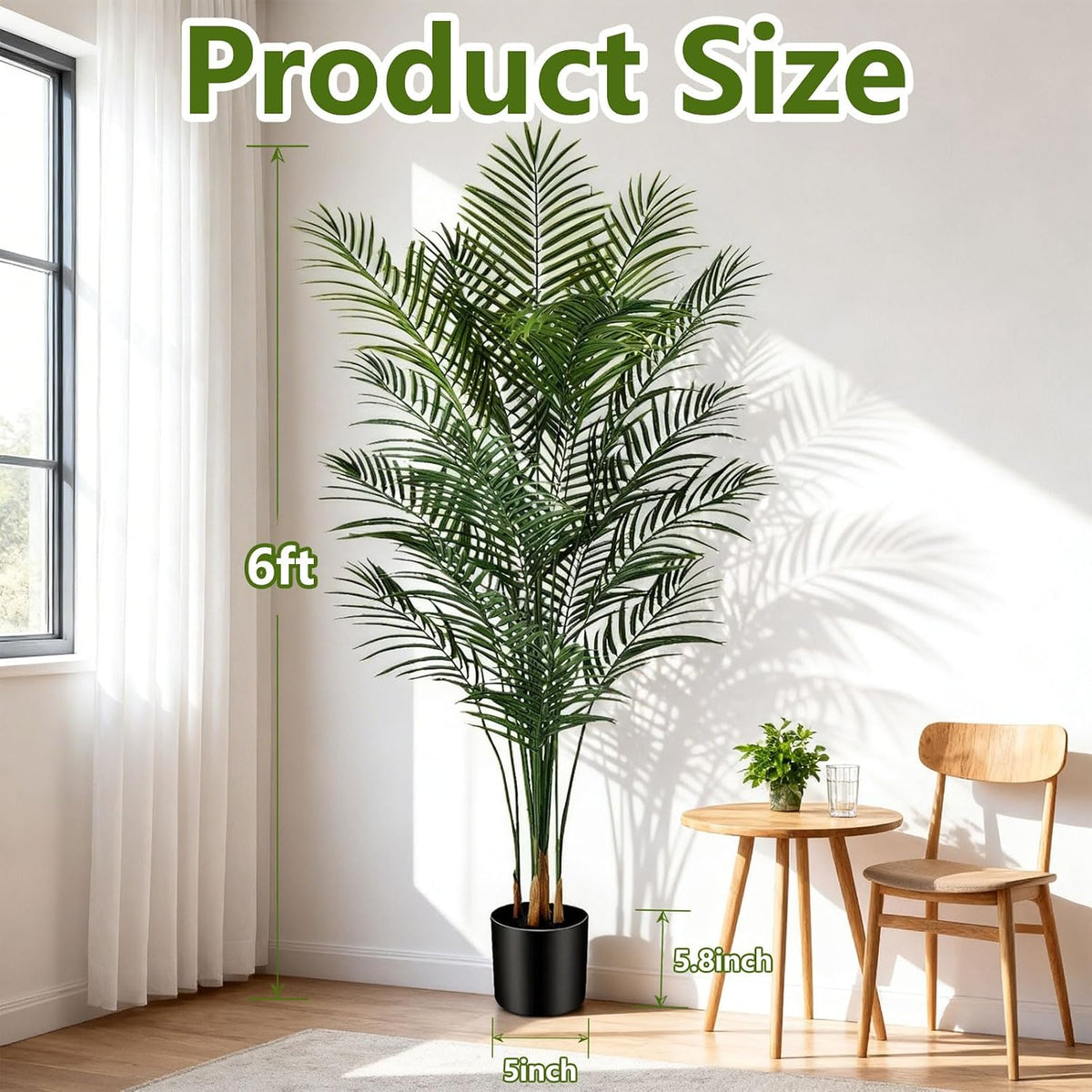 5ft Artificial Palm Tree Indoor, Large Fake Tropical Areca Palm with 13 Trunks, Tall Faux Floor Plants for Indoor Living Rooms Offices Bedroom Home Decor
