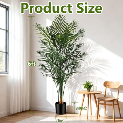 5ft Artificial Palm Tree Indoor, Large Fake Tropical Areca Palm with 13 Trunks, Tall Faux Floor Plants for Indoor Living Rooms Offices Bedroom Home Decor
