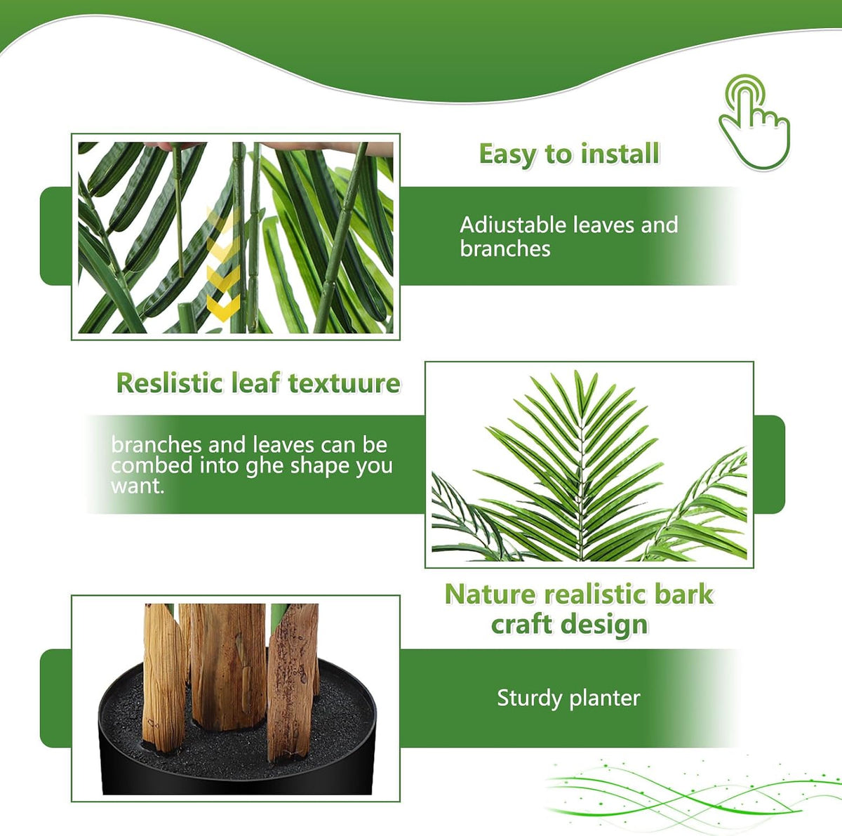 5ft Artificial Palm Tree Indoor, Large Fake Tropical Areca Palm with 13 Trunks, Tall Faux Floor Plants for Indoor Living Rooms Offices Bedroom Home Decor