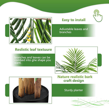 5ft Artificial Palm Tree Indoor, Large Fake Tropical Areca Palm with 13 Trunks, Tall Faux Floor Plants for Indoor Living Rooms Offices Bedroom Home Decor
