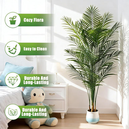 5ft Artificial Palm Tree Indoor, Large Fake Tropical Areca Palm with 13 Trunks, Tall Faux Floor Plants for Indoor Living Rooms Offices Bedroom Home Decor