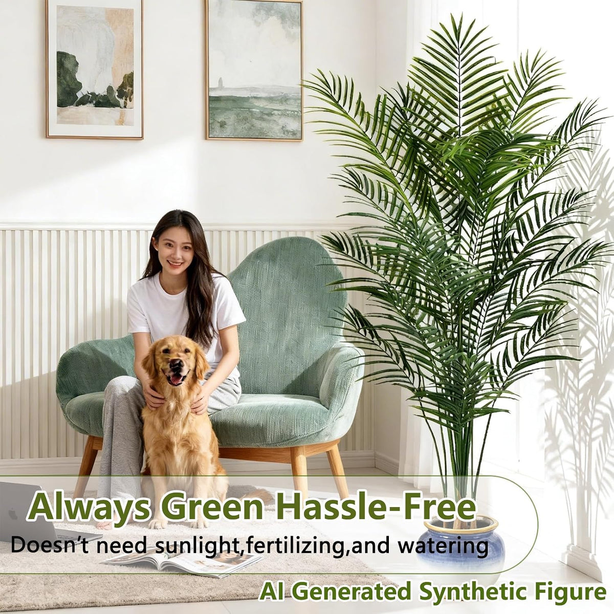 5ft Artificial Palm Tree Indoor, Large Fake Tropical Areca Palm with 13 Trunks, Tall Faux Floor Plants for Indoor Living Rooms Offices Bedroom Home Decor