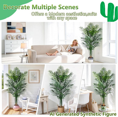 5ft Artificial Palm Tree Indoor, Large Fake Tropical Areca Palm with 13 Trunks, Tall Faux Floor Plants for Indoor Living Rooms Offices Bedroom Home Decor