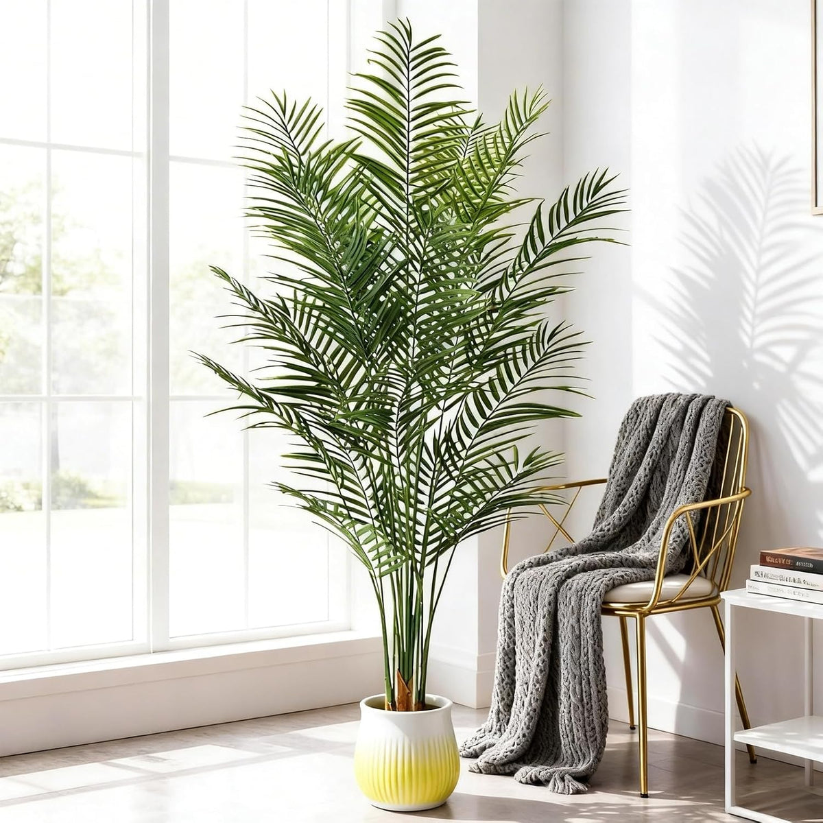 5ft Artificial Palm Tree Indoor, Large Fake Tropical Areca Palm with 13 Trunks, Tall Faux Floor Plants for Indoor Living Rooms Offices Bedroom Home Decor