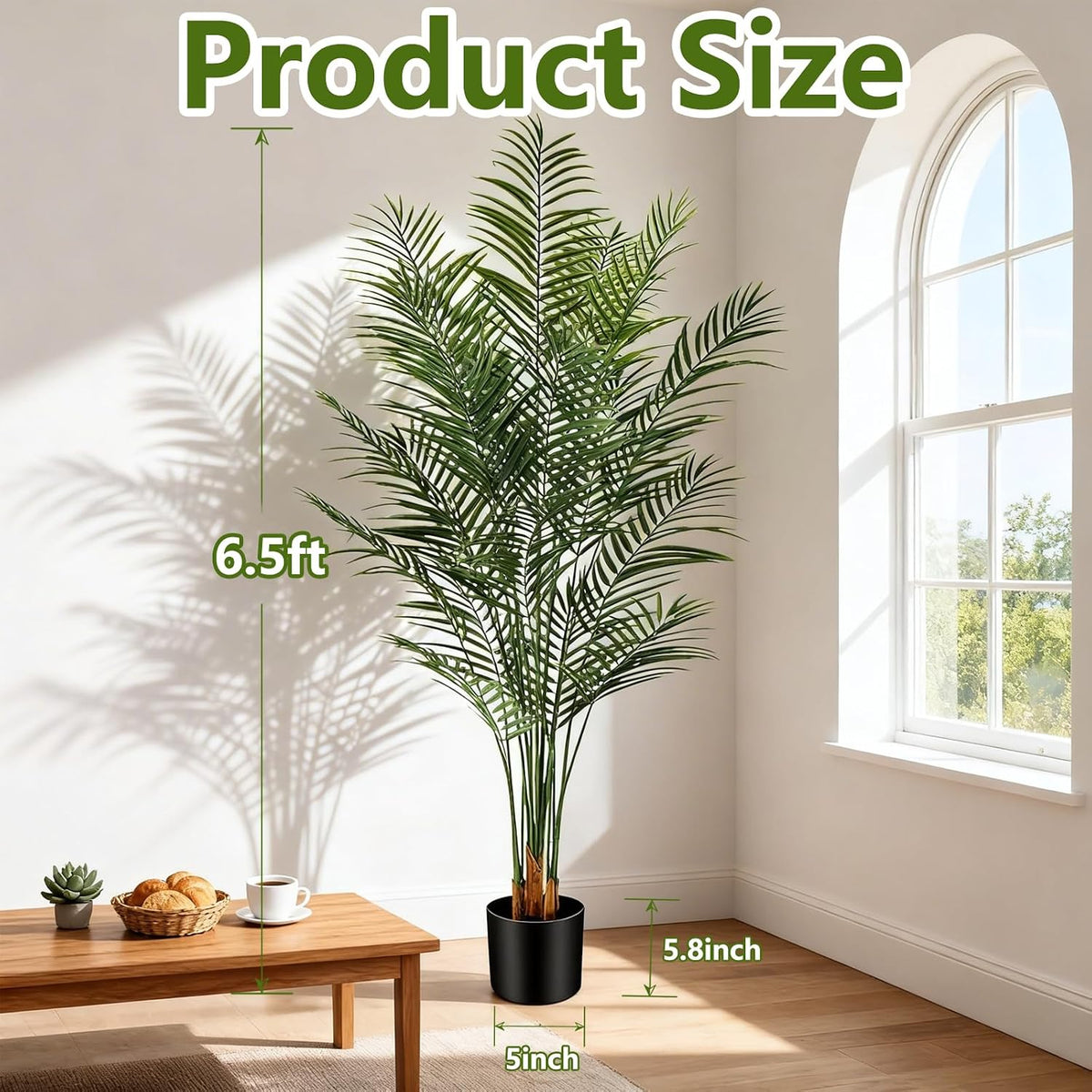 5ft Artificial Palm Tree Indoor, Large Fake Tropical Areca Palm with 13 Trunks, Tall Faux Floor Plants for Indoor Living Rooms Offices Bedroom Home Decor