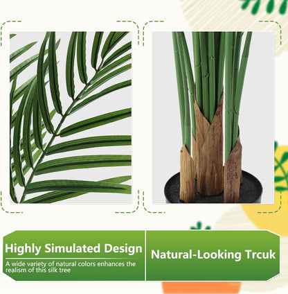 5ft Artificial Palm Tree Indoor, Large Fake Tropical Areca Palm with 13 Trunks, Tall Faux Floor Plants for Indoor Living Rooms Offices Bedroom Home Decor