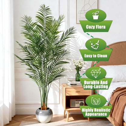 5ft Artificial Palm Tree Indoor, Large Fake Tropical Areca Palm with 13 Trunks, Tall Faux Floor Plants for Indoor Living Rooms Offices Bedroom Home Decor
