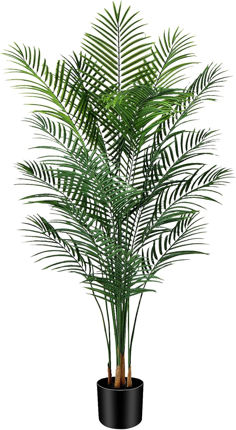 5ft Artificial Palm Tree Indoor, Large Fake Tropical Areca Palm with 13 Trunks, Tall Faux Floor Plants for Indoor Living Rooms Offices Bedroom Home Decor