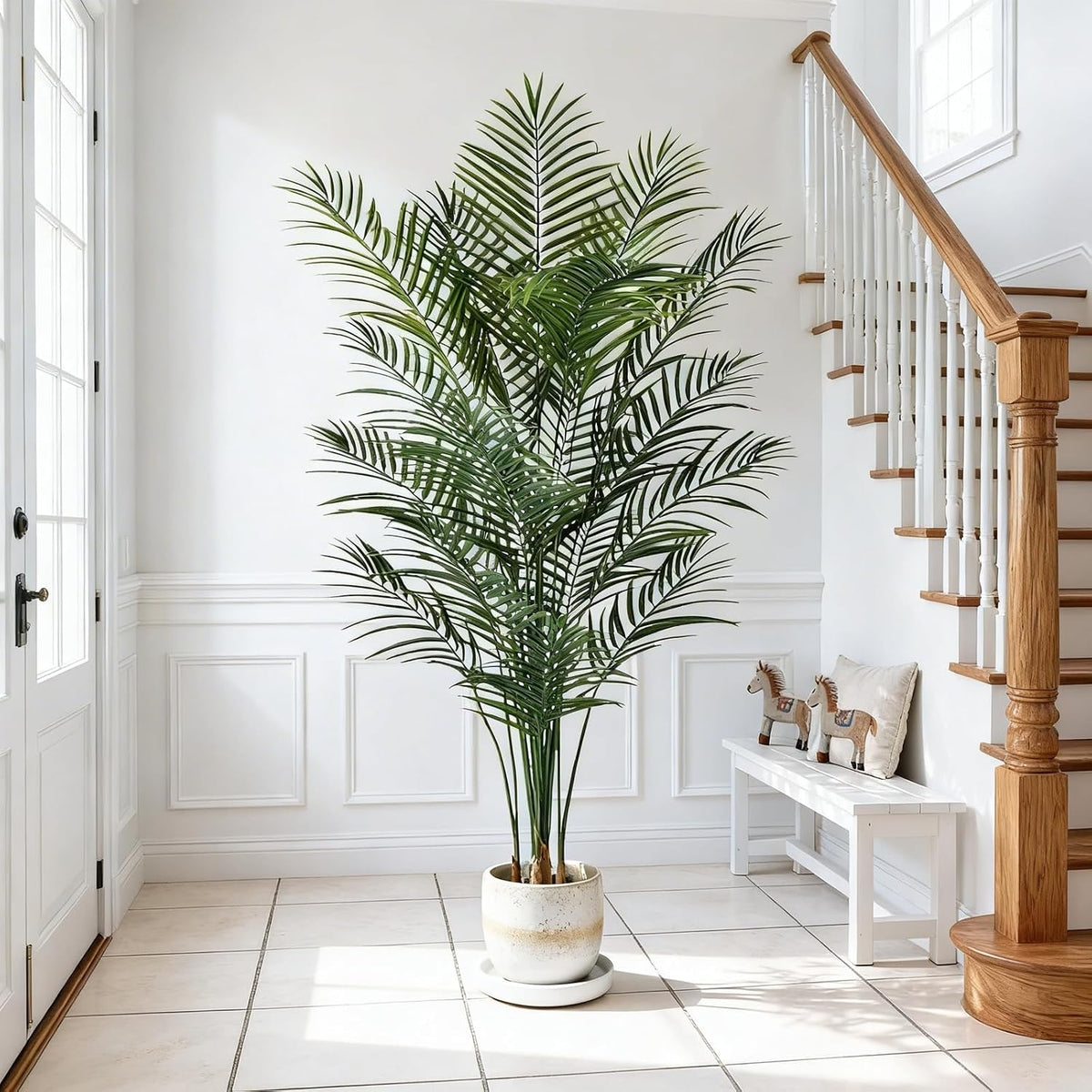 5ft Artificial Palm Tree Indoor, Large Fake Tropical Areca Palm with 13 Trunks, Tall Faux Floor Plants for Indoor Living Rooms Offices Bedroom Home Decor