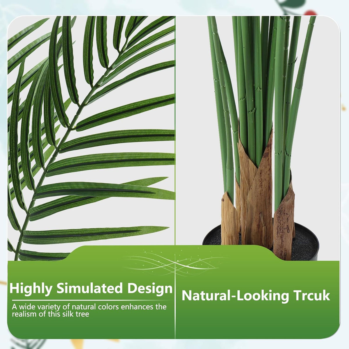 5ft Artificial Palm Tree Indoor, Large Fake Tropical Areca Palm with 13 Trunks, Tall Faux Floor Plants for Indoor Living Rooms Offices Bedroom Home Decor