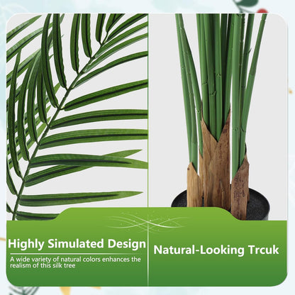 5ft Artificial Palm Tree Indoor, Large Fake Tropical Areca Palm with 13 Trunks, Tall Faux Floor Plants for Indoor Living Rooms Offices Bedroom Home Decor