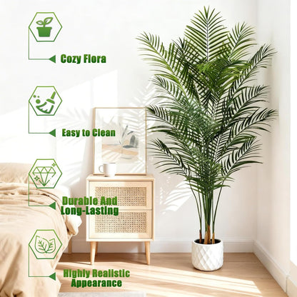 5ft Artificial Palm Tree Indoor, Large Fake Tropical Areca Palm with 13 Trunks, Tall Faux Floor Plants for Indoor Living Rooms Offices Bedroom Home Decor