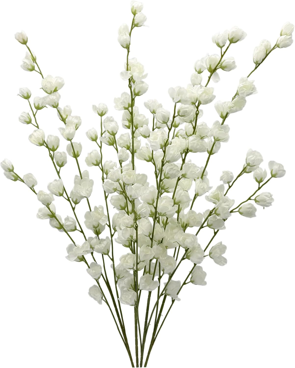 Artificial Forsythia Branches Fake Wildflowers White 41" Silk Flowers with Long Stems Faux Spring Flowers 4PCS for Tall Vase Home Table Wedding Graveyard Kitchen Office Decoration