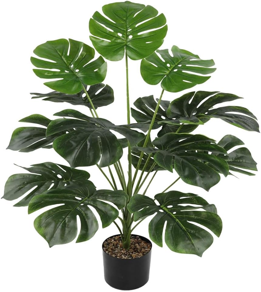 Fake Plants 40" Artificial Monstera Tree Plant Indoor with 18 Trunks Faux Greenery Potted Green Décor for Home Office Bathroom Farmhouse