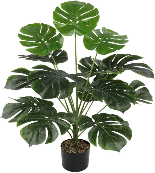 Fake Plants 40" Artificial Monstera Tree Plant Indoor with 18 Trunks Faux Greenery Potted Green Décor for Home Office Bathroom Farmhouse