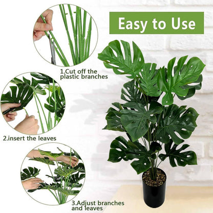 Fake Plants 40" Artificial Monstera Tree Plant Indoor with 18 Trunks Faux Greenery Potted Green Décor for Home Office Bathroom Farmhouse