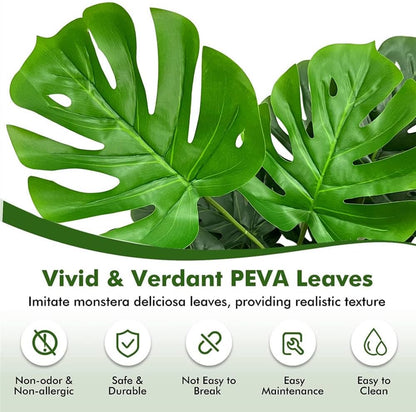 Fake Plants 40" Artificial Monstera Tree Plant Indoor with 18 Trunks Faux Greenery Potted Green Décor for Home Office Bathroom Farmhouse