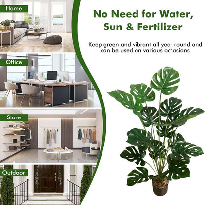 Fake Plants 40" Artificial Monstera Tree Plant Indoor with 18 Trunks Faux Greenery Potted Green Décor for Home Office Bathroom Farmhouse