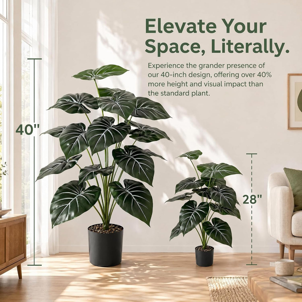 Fake Plants 40" Artificial Monstera Tree Plant Indoor with 18 Trunks Faux Greenery Potted Green Décor for Home Office Bathroom Farmhouse